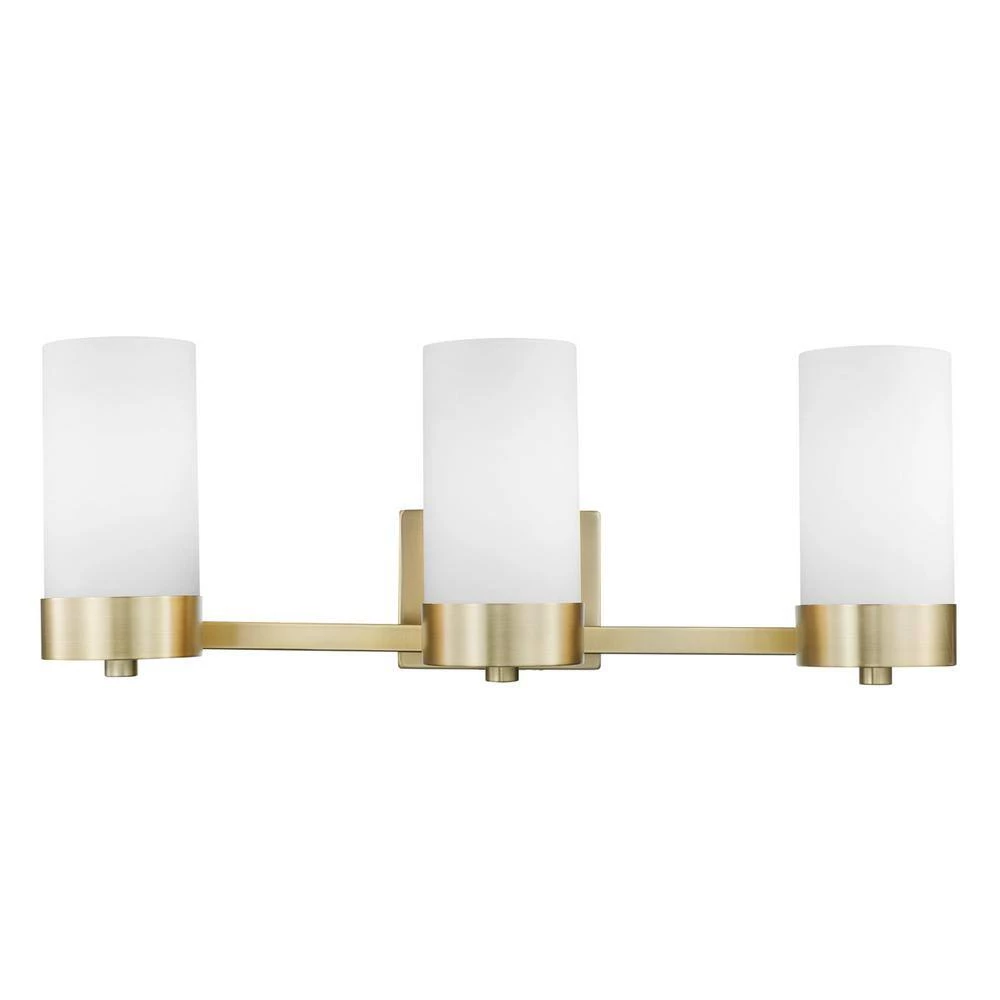 Marcie 24 in. 3-Light Matte brass Vanity Light with Frosted Glass Shades by Globe Electric 6 Marcie 24 in. 3-Light Matte brass Vanity Light with Frosted Glass Shades by Globe Electric - Image 6