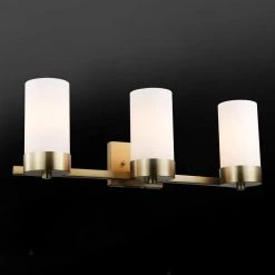 Marcie 24 in. 3-Light Matte brass Vanity Light with Frosted Glass Shades by Globe Electric 10 Marcie 24 in. 3-Light Matte brass Vanity Light with Frosted Glass Shades by Globe Electric -Deals Globe Electric Store matte brass globe electric vanity lighting 51616 c3 1000
