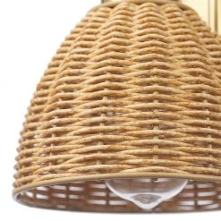 Isla 1-Light Matte Brass Plug-In or Hardwire Wall Sconce with Faux Rattan Shade by Globe Electric -Deals Globe Electric Store matte brass globe electric vanity lighting 65000003 44 1000