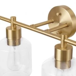 Cannes 33.63 in. 4-Light Matte Brass Vanity Light with Opal Glass Shades by Globe Electric -Deals Globe Electric Store matte brass globe electric vanity lighting 91002299 1f 1000