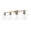 Cannes 33.63 in. 4-Light Matte Brass Vanity Light with Opal Glass Shades by Globe Electric