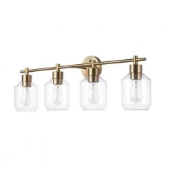 Cannes 33.63 in. 4-Light Matte Brass Vanity Light with Opal Glass Shades by Globe Electric