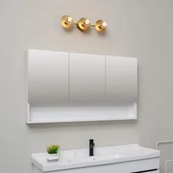 20 in. 3-Light Matte Brass Vanity Light with All-in-One 4-Piece Bathroom Accessory Set by Globe Electric -Deals Globe Electric Store matte brass globe electric vanity lighting 91002821 31 1000