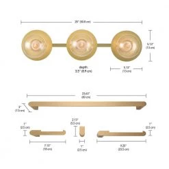 20 in. 3-Light Matte Brass Vanity Light with All-in-One 4-Piece Bathroom Accessory Set by Globe Electric -Deals Globe Electric Store matte brass globe electric vanity lighting 91002821 66 1000