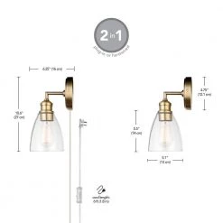 Molly 1-Light Matte Brass Plug-In or Hardwire Wall Sconce with Clear Glass Shade, LED Bulb Included by Globe Electric 15 Molly 1-Light Matte Brass Plug-In or Hardwire Wall Sconce with Clear Glass Shade, LED Bulb Included by Globe Electric -Deals Globe Electric Store matte brass globe electric wall sconces 51613 44 1000