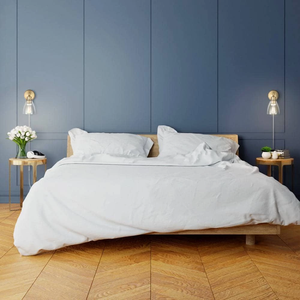 Molly 1-Light Matte Brass Plug-In or Hardwire Wall Sconce with Clear Glass Shade, LED Bulb Included by Globe Electric 2 Molly 1-Light Matte Brass Plug-In or Hardwire Wall Sconce with Clear Glass Shade, LED Bulb Included by Globe Electric - Image 2