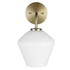 Raja 1-Light Matte brass Wall Sconce with Opal Glass Shade, LED Bulb Included by Globe Electric -Deals Globe Electric Store matte brass globe electric wall sconces 51614 44 1000