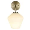 Raja 1-Light Matte brass Wall Sconce with Opal Glass Shade, LED Bulb Included by Globe Electric