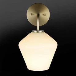 Raja 1-Light Matte brass Wall Sconce with Opal Glass Shade, LED Bulb Included by Globe Electric -Deals Globe Electric Store matte brass globe electric wall sconces 51614 c3 1000