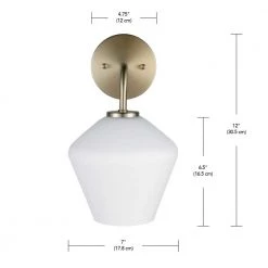 Raja 1-Light Matte brass Wall Sconce with Opal Glass Shade, LED Bulb Included by Globe Electric -Deals Globe Electric Store matte brass globe electric wall sconces 51614 fa 1000