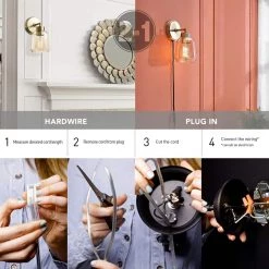 Salma 1-Light Matte Brass Plug-In or Hardwire Wall Sconce with Smoked Amber Glass Shade and In-Line On/Off Switch by Globe Electric -Deals Globe Electric Store matte brass globe electric wall sconces 51715 76 1000