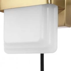 1-Light Matte Brass 19-Watt LED Integrated Plug-In or Hardwire Wall Sconce with Frosted Acrylic Shade, 3000 Kelvin by Globe Electric -Deals Globe Electric Store matte brass globe electric wall sconces 91002861 4f 1000