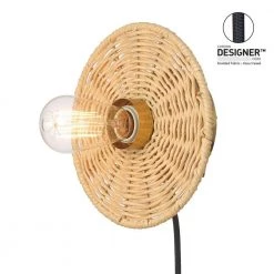 1-Light Matte Brass Plug-In or Hardwire Wall Sconce with Faux Rattan Backplate, In-Line On/Off Rocker Switch by Globe Electric 16 1-Light Matte Brass Plug-In or Hardwire Wall Sconce with Faux Rattan Backplate, In-Line On/Off Rocker Switch by Globe Electric -Deals Globe Electric Store matte brass globe electric wall sconces 91002862 44 1000