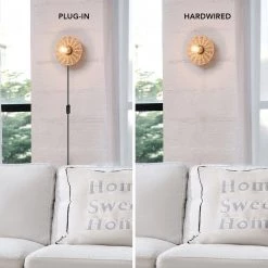 1-Light Matte Brass Plug-In or Hardwire Wall Sconce with Faux Rattan Backplate, In-Line On/Off Rocker Switch by Globe Electric 13 1-Light Matte Brass Plug-In or Hardwire Wall Sconce with Faux Rattan Backplate, In-Line On/Off Rocker Switch by Globe Electric -Deals Globe Electric Store matte brass globe electric wall sconces 91002862 c3 1000