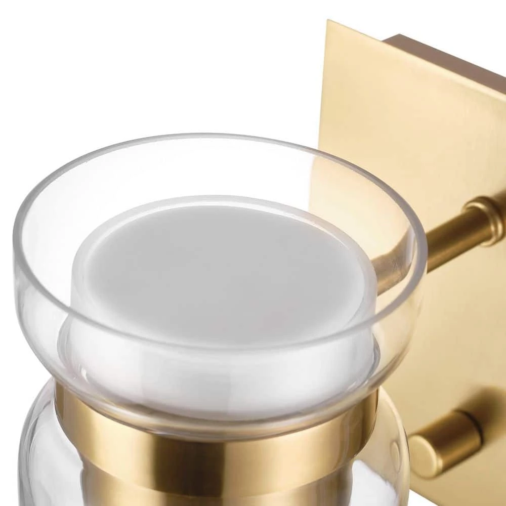 1-Light Matte Brass LED Integrated Plug-In or Hardwire Wall Sconce with Clear Glass Outer Shade and Frosted Inner Shade by Globe Electric 6 1-Light Matte Brass LED Integrated Plug-In or Hardwire Wall Sconce with Clear Glass Outer Shade and Frosted Inner Shade by Globe Electric - Image 6