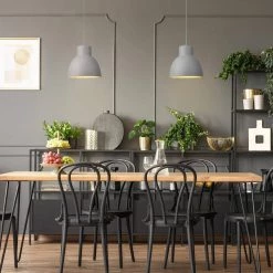 1-Light Matte Gray Pendant with Gray Designer Fabric Cord by Globe Electric -Deals Globe Electric Store matte gray globe electric chandeliers 61002 31 1000