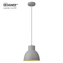 1-Light Matte Gray Pendant with Gray Designer Fabric Cord by Globe Electric