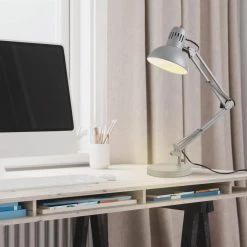 Architect 28 in. Matte Gray Balanced Arm Desk Lamp with Interchangeable Base and Clamp Arm Design by Globe Electric 17 Architect 28 in. Matte Gray Balanced Arm Desk Lamp with Interchangeable Base and Clamp Arm Design by Globe Electric -Deals Globe Electric Store matte gray globe electric desk lamps 56106 31 1000