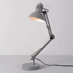 Architect 28 in. Matte Gray Balanced Arm Desk Lamp with Interchangeable Base and Clamp Arm Design by Globe Electric 12 Architect 28 in. Matte Gray Balanced Arm Desk Lamp with Interchangeable Base and Clamp Arm Design by Globe Electric -Deals Globe Electric Store matte gray globe electric desk lamps 56106 4f 1000