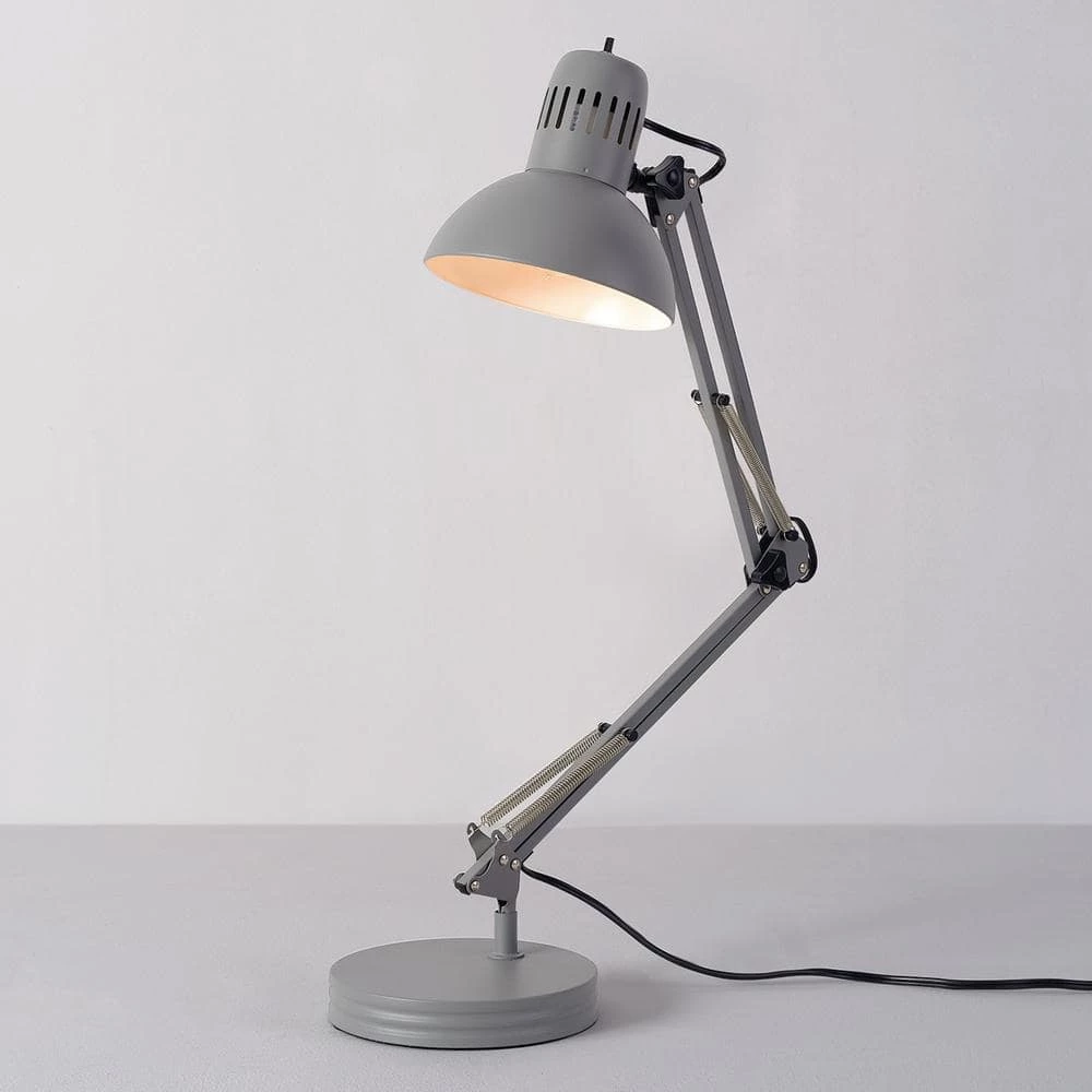 Architect 28 in. Matte Gray Balanced Arm Desk Lamp with Interchangeable Base and Clamp Arm Design by Globe Electric 4 Architect 28 in. Matte Gray Balanced Arm Desk Lamp with Interchangeable Base and Clamp Arm Design by Globe Electric - Image 4