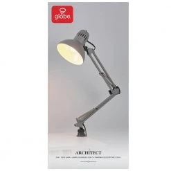 Architect 28 in. Matte Gray Balanced Arm Desk Lamp with Interchangeable Base and Clamp Arm Design by Globe Electric 16 Architect 28 in. Matte Gray Balanced Arm Desk Lamp with Interchangeable Base and Clamp Arm Design by Globe Electric -Deals Globe Electric Store matte gray globe electric desk lamps 56106 76 1000