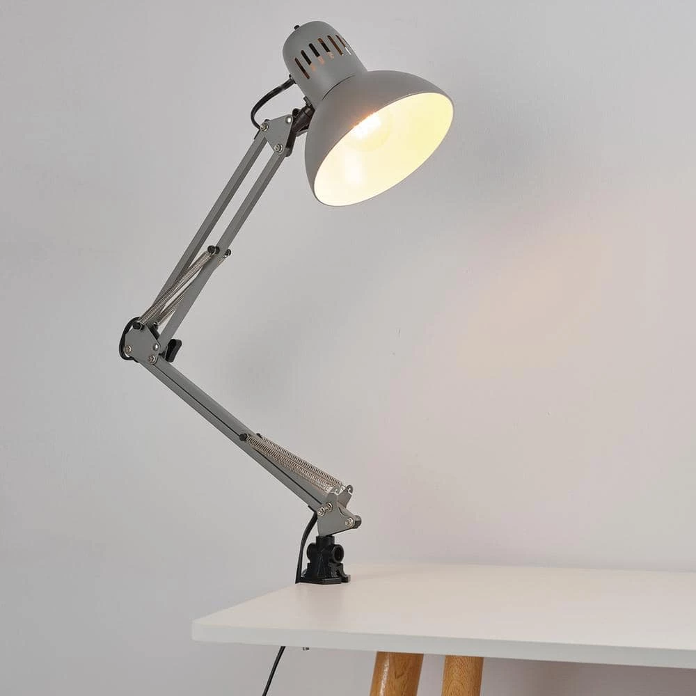 Architect 28 in. Matte Gray Balanced Arm Desk Lamp with Interchangeable Base and Clamp Arm Design by Globe Electric 3 Architect 28 in. Matte Gray Balanced Arm Desk Lamp with Interchangeable Base and Clamp Arm Design by Globe Electric - Image 3