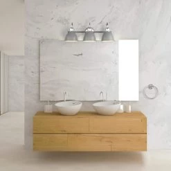 Sydney 24 in. 3-Light Matte Gray and Chrome Vanity Light with Bath Set (5-Piece) by Globe Electric -Deals Globe Electric Store matte gray globe electric vanity lighting 51737 4f 1000