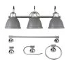 Sydney 24 in. 3-Light Matte Gray and Chrome Vanity Light with Bath Set (5-Piece) by Globe Electric