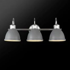 Sydney 24 in. 3-Light Matte Gray and Chrome Vanity Light with Bath Set (5-Piece) by Globe Electric -Deals Globe Electric Store matte gray globe electric vanity lighting 51737 c3 1000