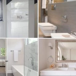 Sydney 24 in. 3-Light Matte Gray and Chrome Vanity Light with Bath Set (5-Piece) by Globe Electric -Deals Globe Electric Store matte gray globe electric vanity lighting 51737 d4 1000