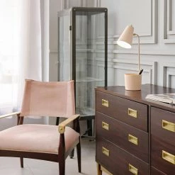 Taylor 18 in. Matte Pink Organizer Desk Lamp with Brass Pivot Joint, Switch on Shade by Globe Electric -Deals Globe Electric Store matte pink globe electric desk lamps 91000109 c3 1000