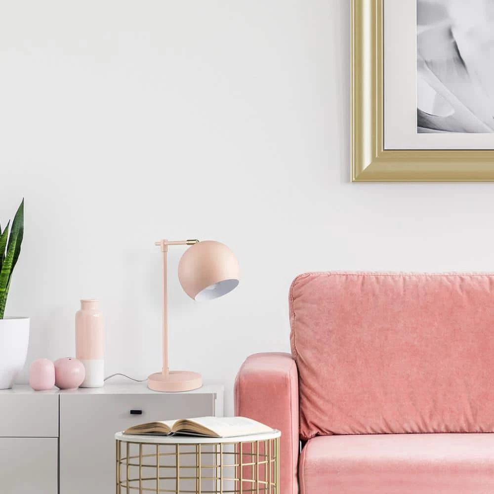 Hannah 18 in. Matte Pink Desk Lamp with Brass Accent by Globe Electric 4 Hannah 18 in. Matte Pink Desk Lamp with Brass Accent by Globe Electric - Image 4