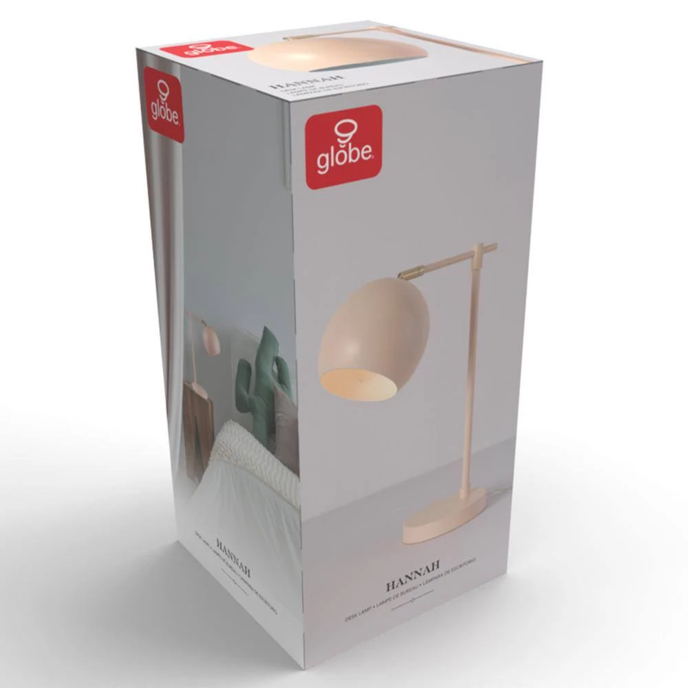 Hannah 18 in. Matte Pink Desk Lamp with Brass Accent by Globe Electric 8 Hannah 18 in. Matte Pink Desk Lamp with Brass Accent by Globe Electric - Image 8