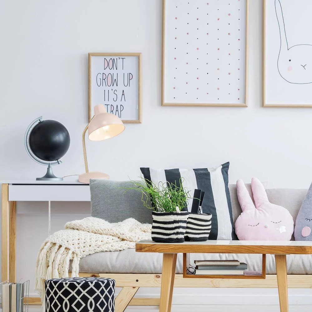 Robin 16 in. Matte Rose Desk Lamp with Matte Gold Arm by Globe Electric 4 Robin 16 in. Matte Rose Desk Lamp with Matte Gold Arm by Globe Electric - Image 4