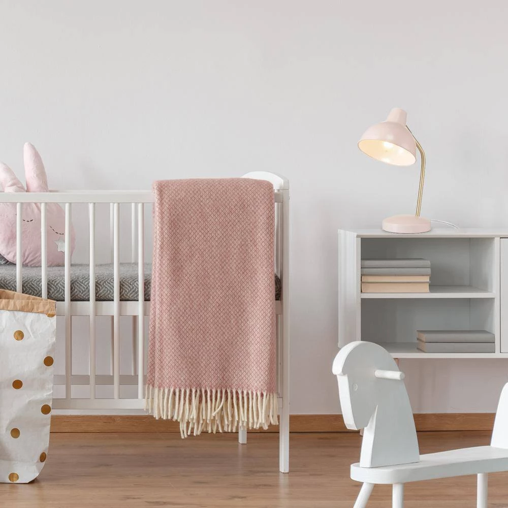 Robin 16 in. Matte Rose Desk Lamp with Matte Gold Arm by Globe Electric 5 Robin 16 in. Matte Rose Desk Lamp with Matte Gold Arm by Globe Electric - Image 5