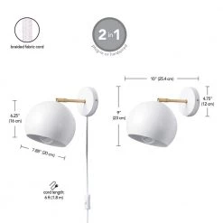 Molly 1-Light Matte White Plug-In or Hardwire Wall Sconce with Matte Brass Accent by Globe Electric -Deals Globe Electric Store matte white and brass globe electric wall sconces 91002202 1f 1000