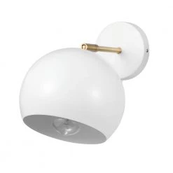 Molly 1-Light Matte White Plug-In or Hardwire Wall Sconce with Matte Brass Accent by Globe Electric