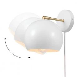 Molly 1-Light Matte White Plug-In or Hardwire Wall Sconce with Matte Brass Accent by Globe Electric -Deals Globe Electric Store matte white and brass globe electric wall sconces 91002202 fa 1000