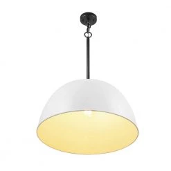 Warren 1-Light Matte White Pendant with Dark Bronze Accents, Vintage Incandescent Bulb Included by Globe Electric -Deals Globe Electric Store matte white globe electric chandeliers 60401 44 1000