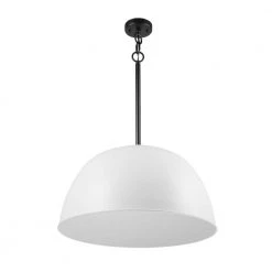 Warren 1-Light Matte White Pendant with Dark Bronze Accents, Vintage Incandescent Bulb Included by Globe Electric