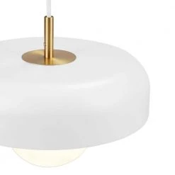 Jackie 1-Light Matte White Pendant with Matte Brass Accents and White Cloth Cord by Globe Electric -Deals Globe Electric Store matte white globe electric chandeliers 60403 1f 1000