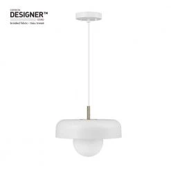 Jackie 1-Light Matte White Pendant with Matte Brass Accents and White Cloth Cord by Globe Electric -Deals Globe Electric Store matte white globe electric chandeliers 60403 44 1000