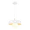 Jackie 1-Light Matte White Pendant with Matte Brass Accents and White Cloth Cord by Globe Electric