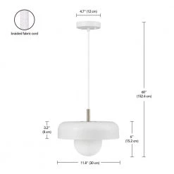 Jackie 1-Light Matte White Pendant with Matte Brass Accents and White Cloth Cord by Globe Electric -Deals Globe Electric Store matte white globe electric chandeliers 60403 fa 1000