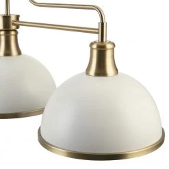 Beckett 3-Light Matte White Linear Chandelier with Metal Shades and Matte Brass Accents by Globe Electric -Deals Globe Electric Store matte white globe electric chandeliers 60885 44 1000