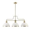 Beckett 3-Light Matte White Linear Chandelier with Metal Shades and Matte Brass Accents by Globe Electric