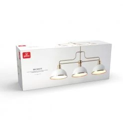 Beckett 3-Light Matte White Linear Chandelier with Metal Shades and Matte Brass Accents by Globe Electric -Deals Globe Electric Store matte white globe electric chandeliers 60885 76 1000