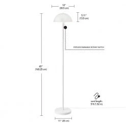 65 in. 2-Light Matte White Floor Lamp Dixon with Frosted Glass Shade and Vertical Pull-Chain Stepless Dimmer Switch by Globe Electric -Deals Globe Electric Store matte white globe electric floor lamps 67526 1f 1000