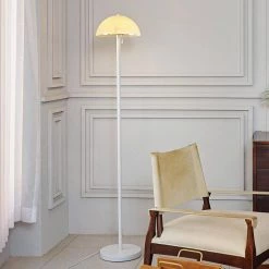 65 in. 2-Light Matte White Floor Lamp Dixon with Frosted Glass Shade and Vertical Pull-Chain Stepless Dimmer Switch by Globe Electric -Deals Globe Electric Store matte white globe electric floor lamps 67526 31 1000