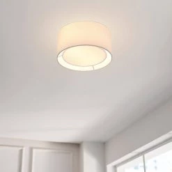 Luna 12 in. 2-Lights Matte White Flush Mount with Matte Gold Accent by Globe Electric -Deals Globe Electric Store matte white globe electric flush mount lights 60404 31 1000